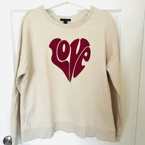 J. Crew University Terry Love Heart Pullover Sweatshirt